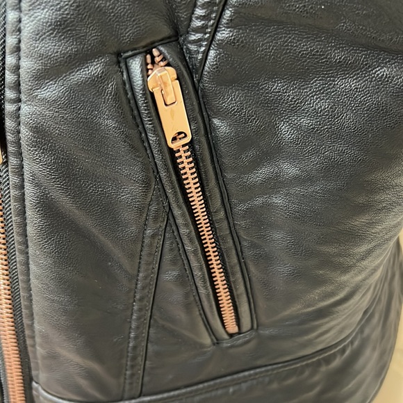 Marc New York Black Faux Leather Moto Vest w/ Rose Gold Accents, Size L - Picture 3 of 8